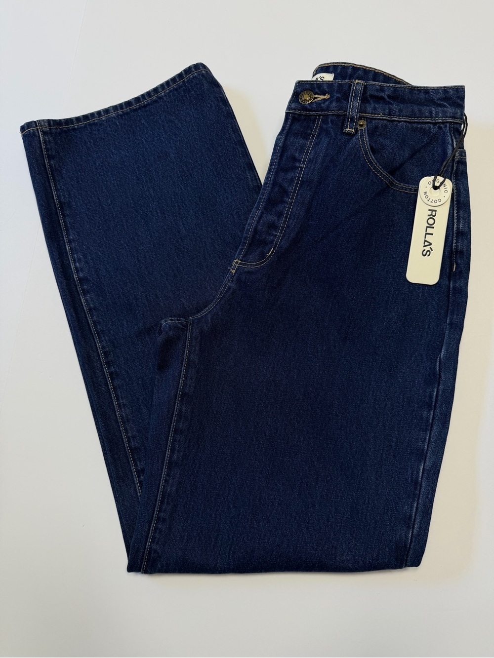 NWT Rolla’s Stevie Relaxed Straight Leg Jeans Size 27 Dark Vintage Indigo
